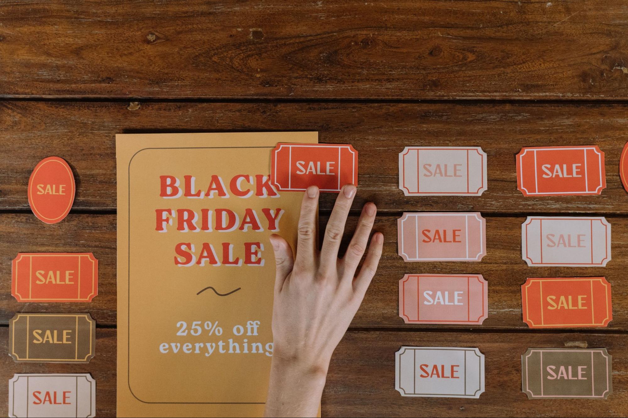 black friday sale promotional flyers and tickets
