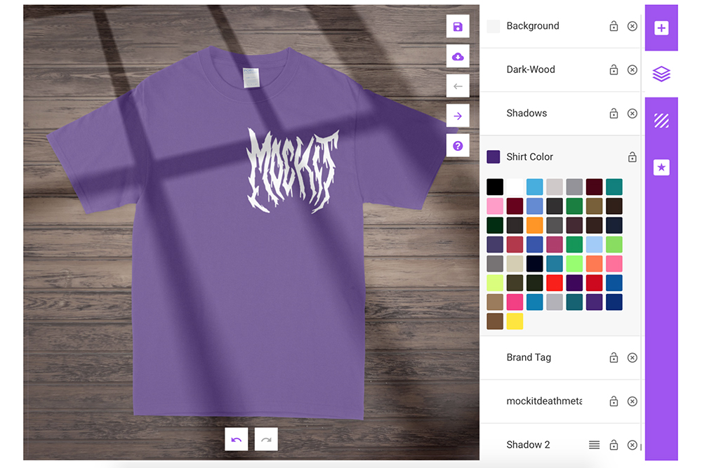 mock it generator with shirt color options and mockup