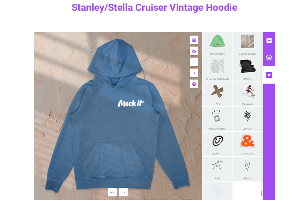 vintage hoodie mockup on mock it generator