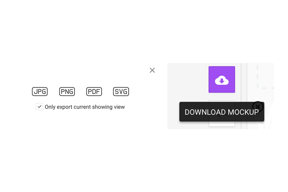 download file types and download mockup tab