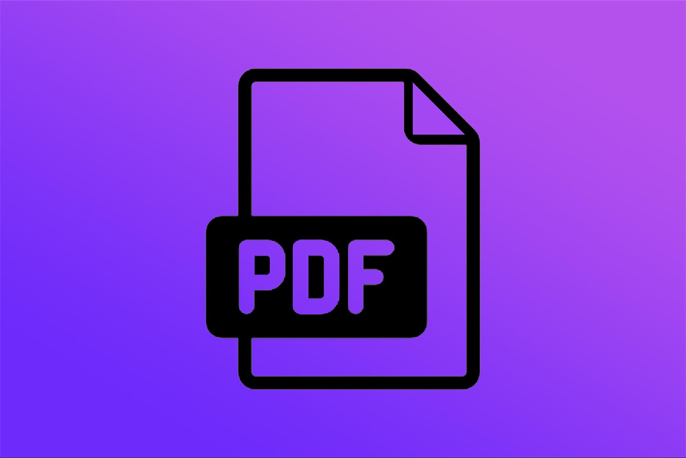 purple and black pdf file icon