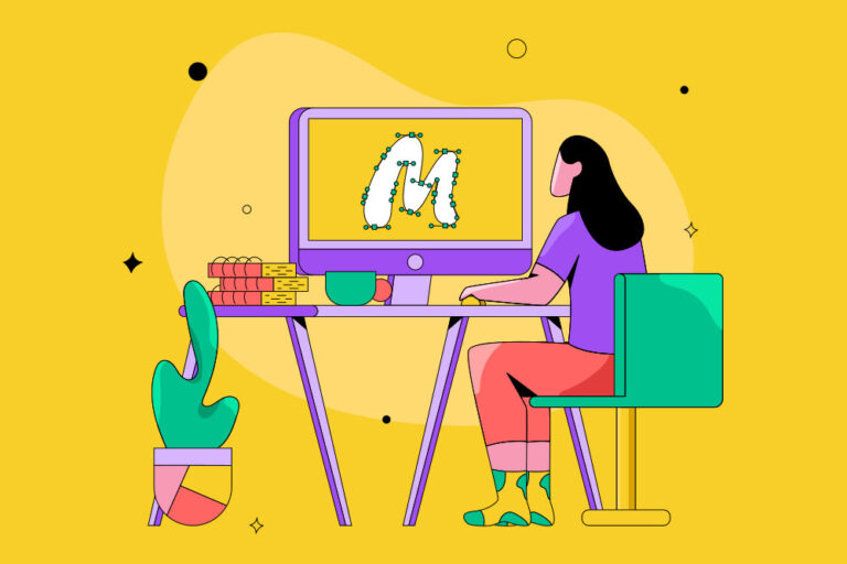 girl-sitting-at-computer-creating-a-vector-logo-illustration
