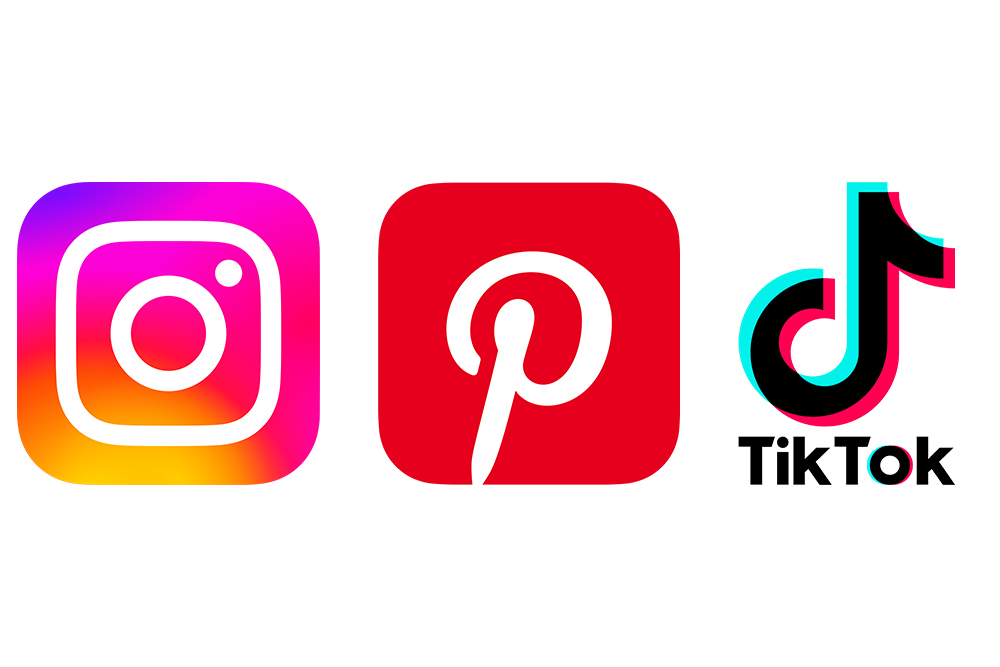 instagram pinterest tiktok logos