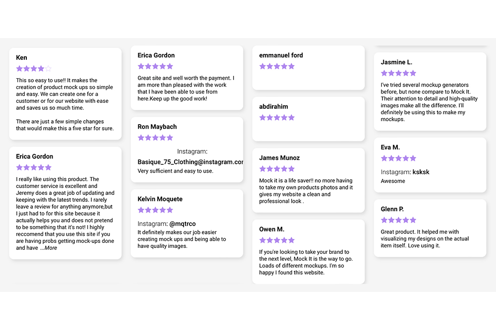 mock it review page with 5 star reviews