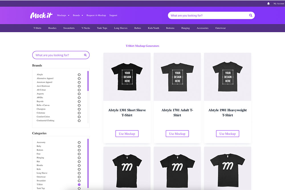 mock it website mockups library page tshirts
