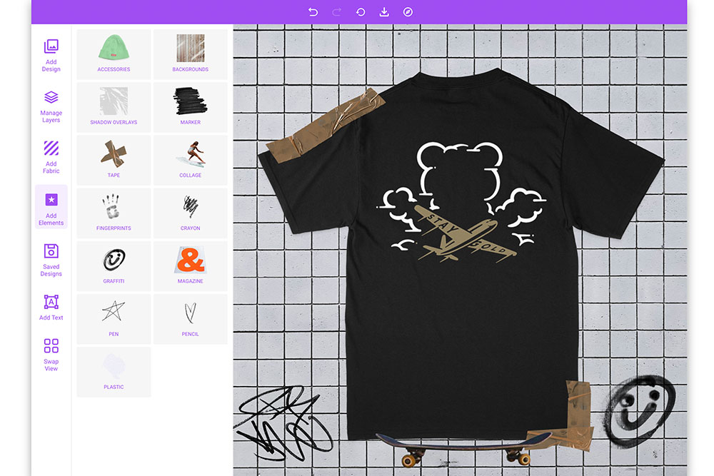 mock it mockup generator with benny gold design on the back of pc54 tshirt with elements