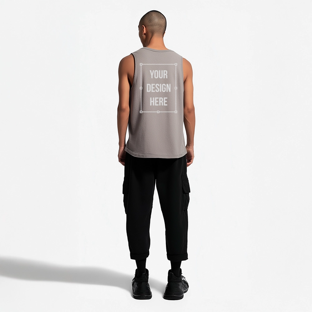 tank top asian model mockup back view