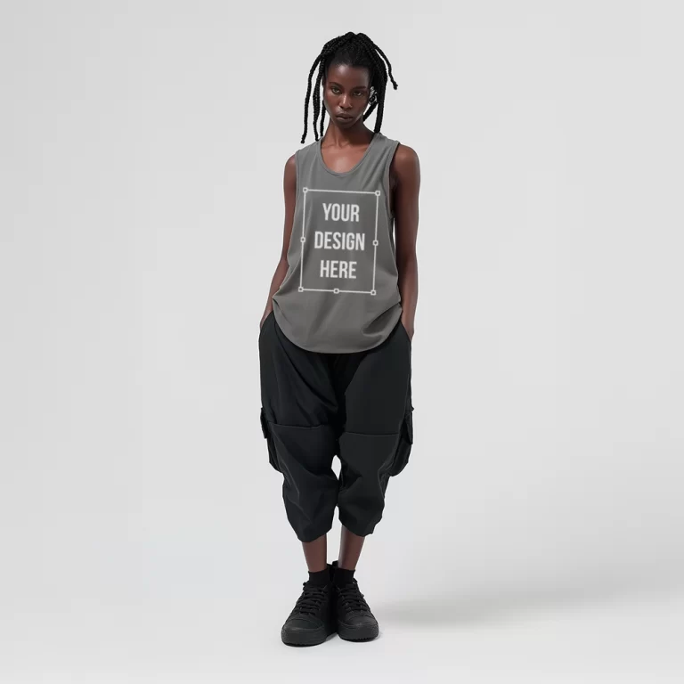 african female model tank top mockup