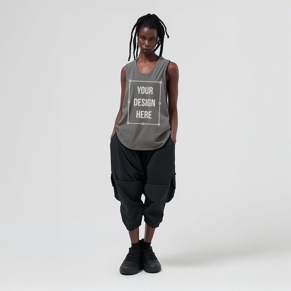 african female model tank top mockup