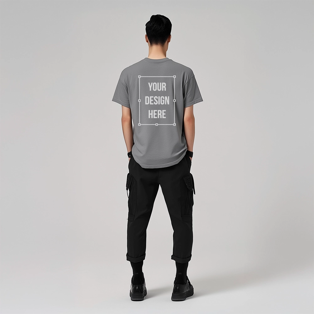 asian male model t-shirt mockup back