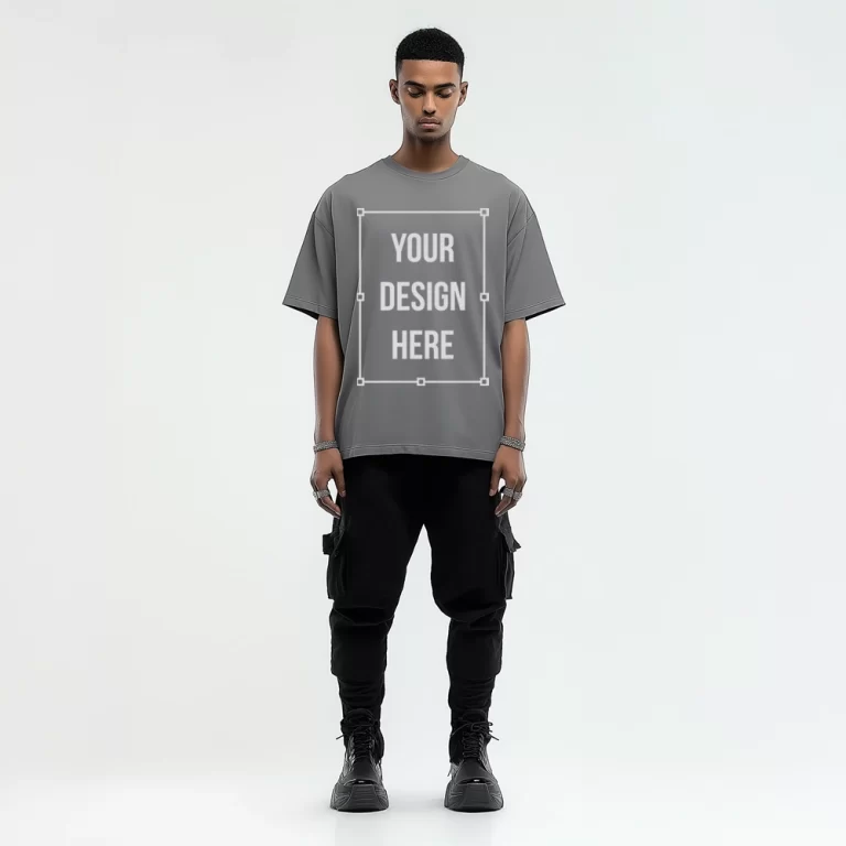 male model african t-shirt mockup front