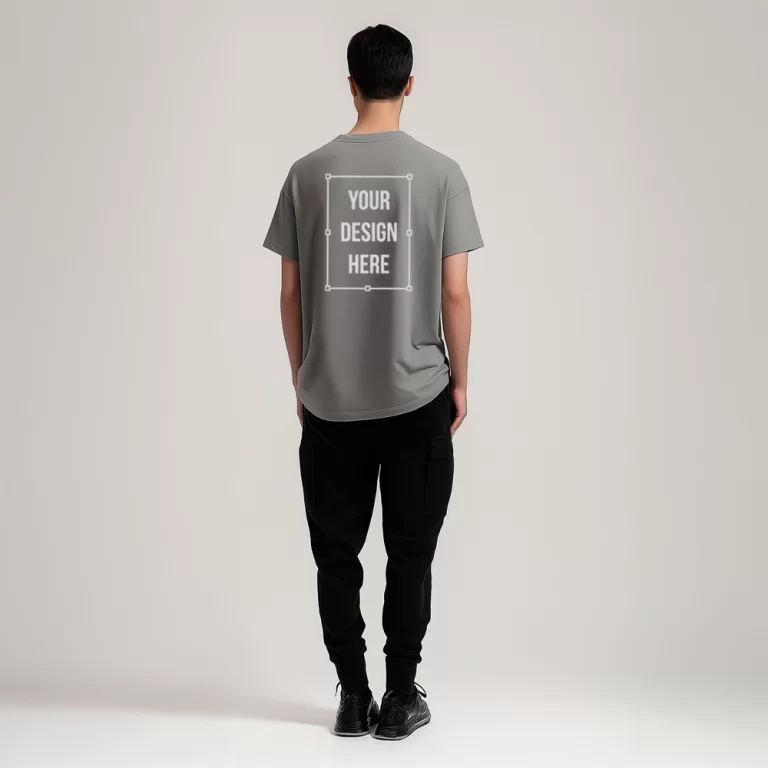 male model white t-shirt mockup back