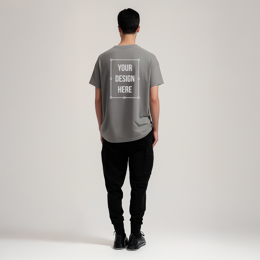 male model white t-shirt mockup back