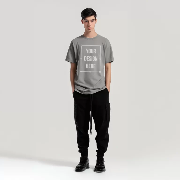 male model white t-shirt mockup front