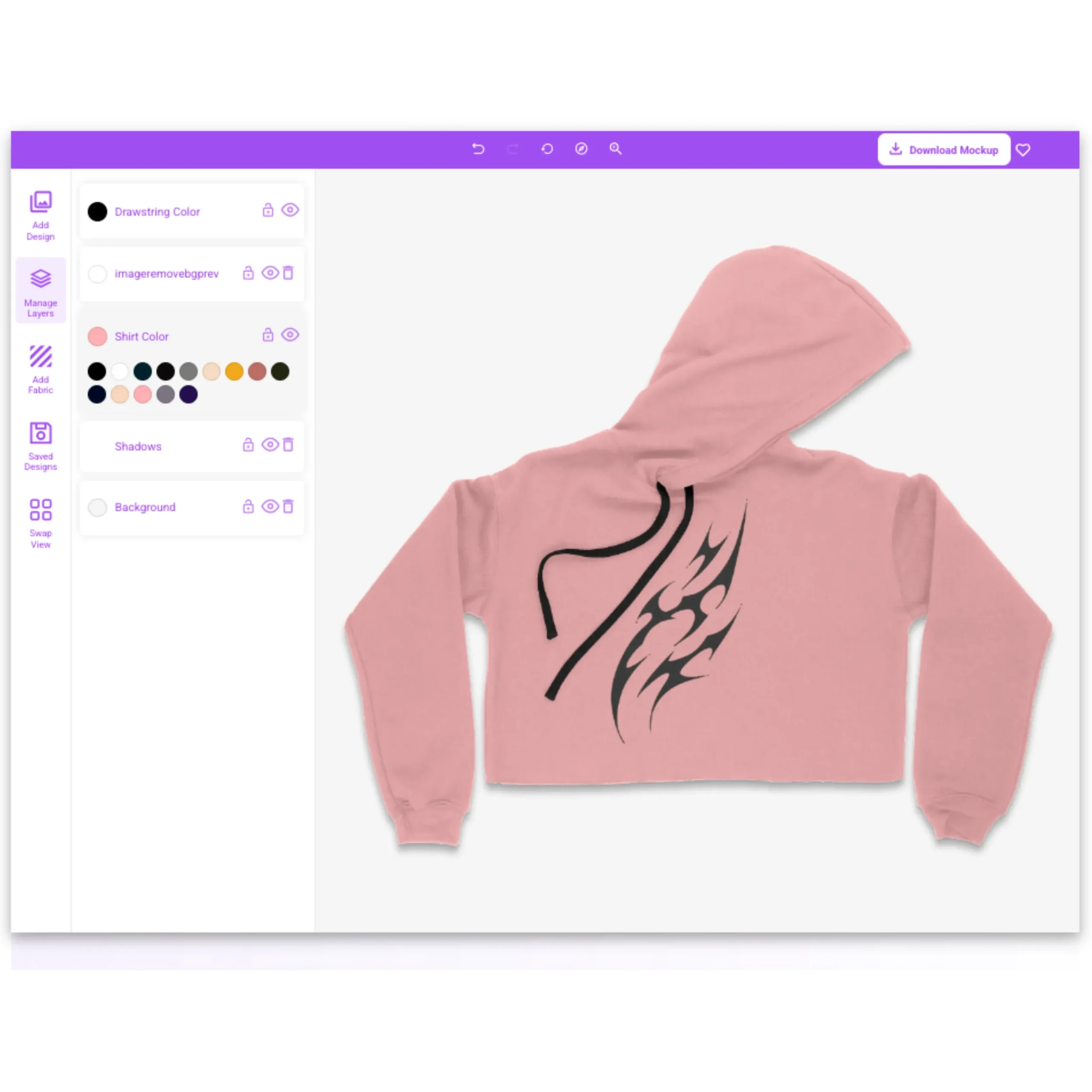 change hoodie mockup colors in editor