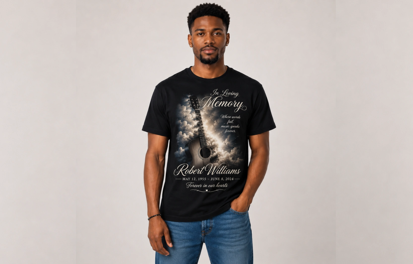 Guitar Fade Into Clouds Design