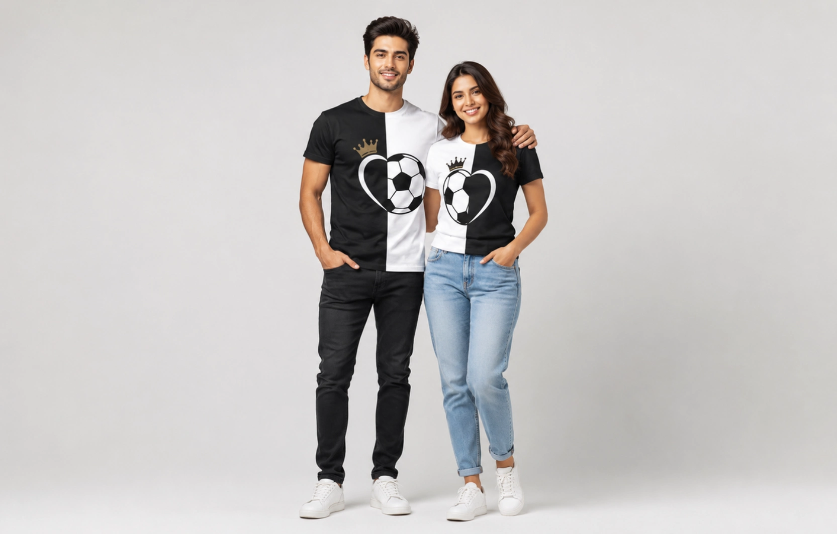 Matching Couples Football T-Shirt Design Ideas