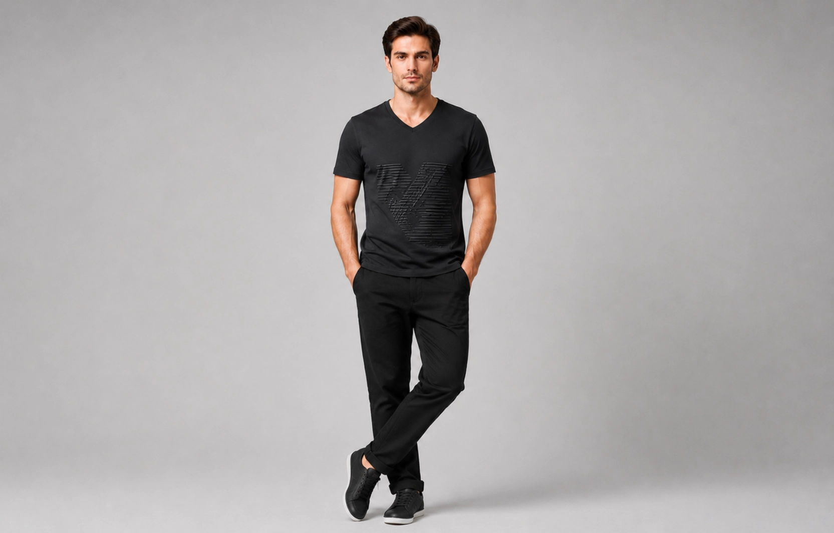 Monochrome Design V-Neck T-Shirt Design Ideas