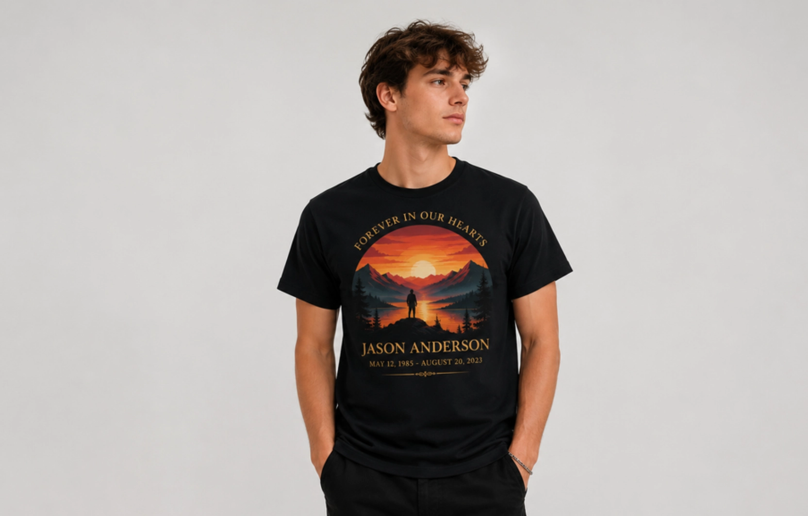 Mountain Sunset Silhouette Design