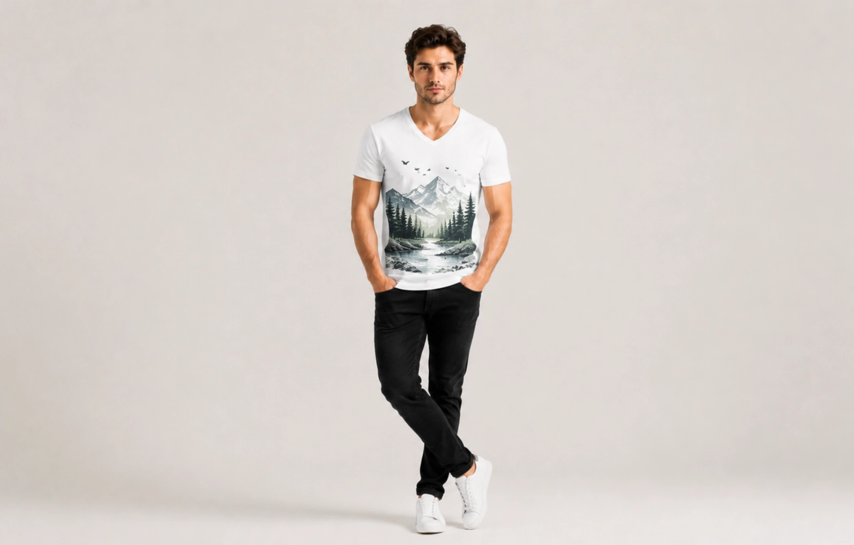 Nature-Inspired V-Neck T-Shirt Design Ideas