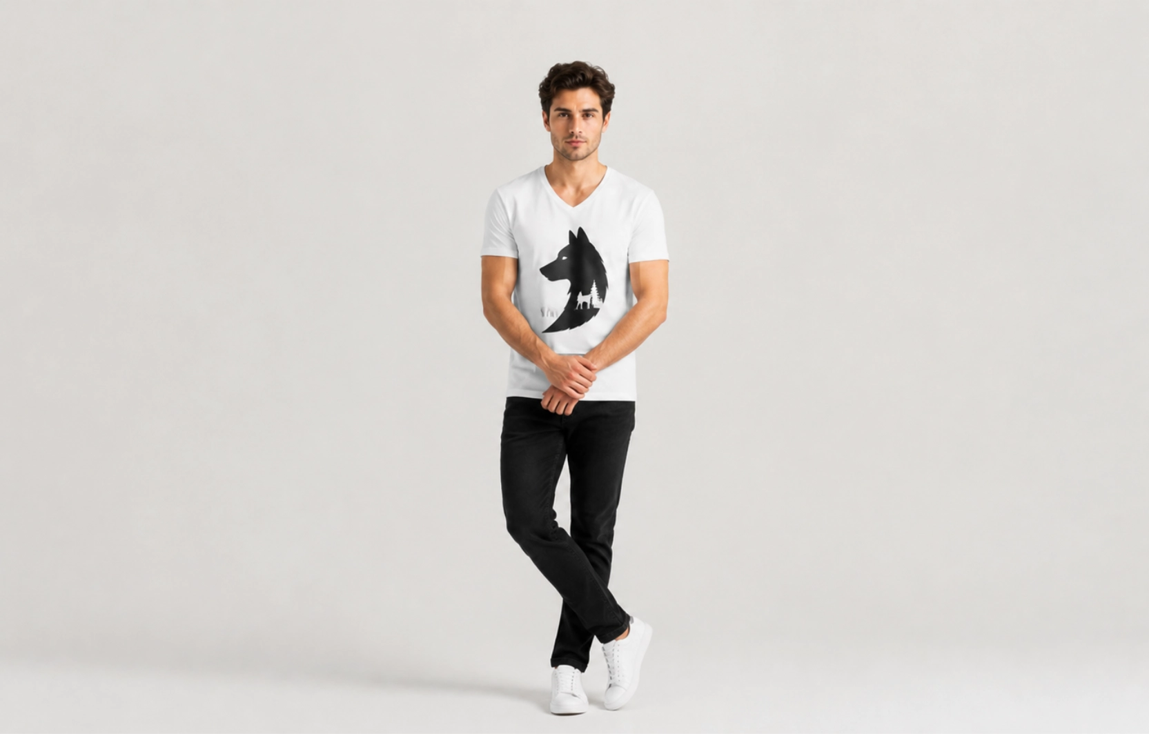 Negative Space V-Neck T-Shirt Design Ideas