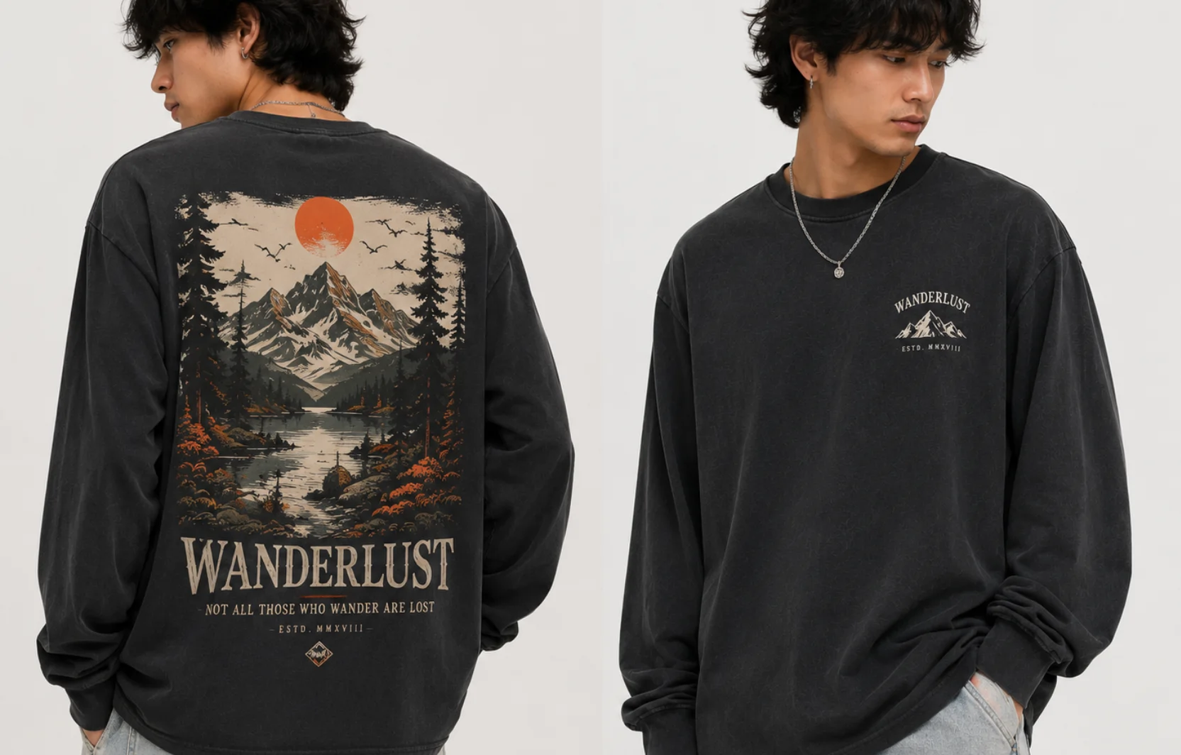 Oversized Back Graphics Long-Sleeve T-Shirt Designs