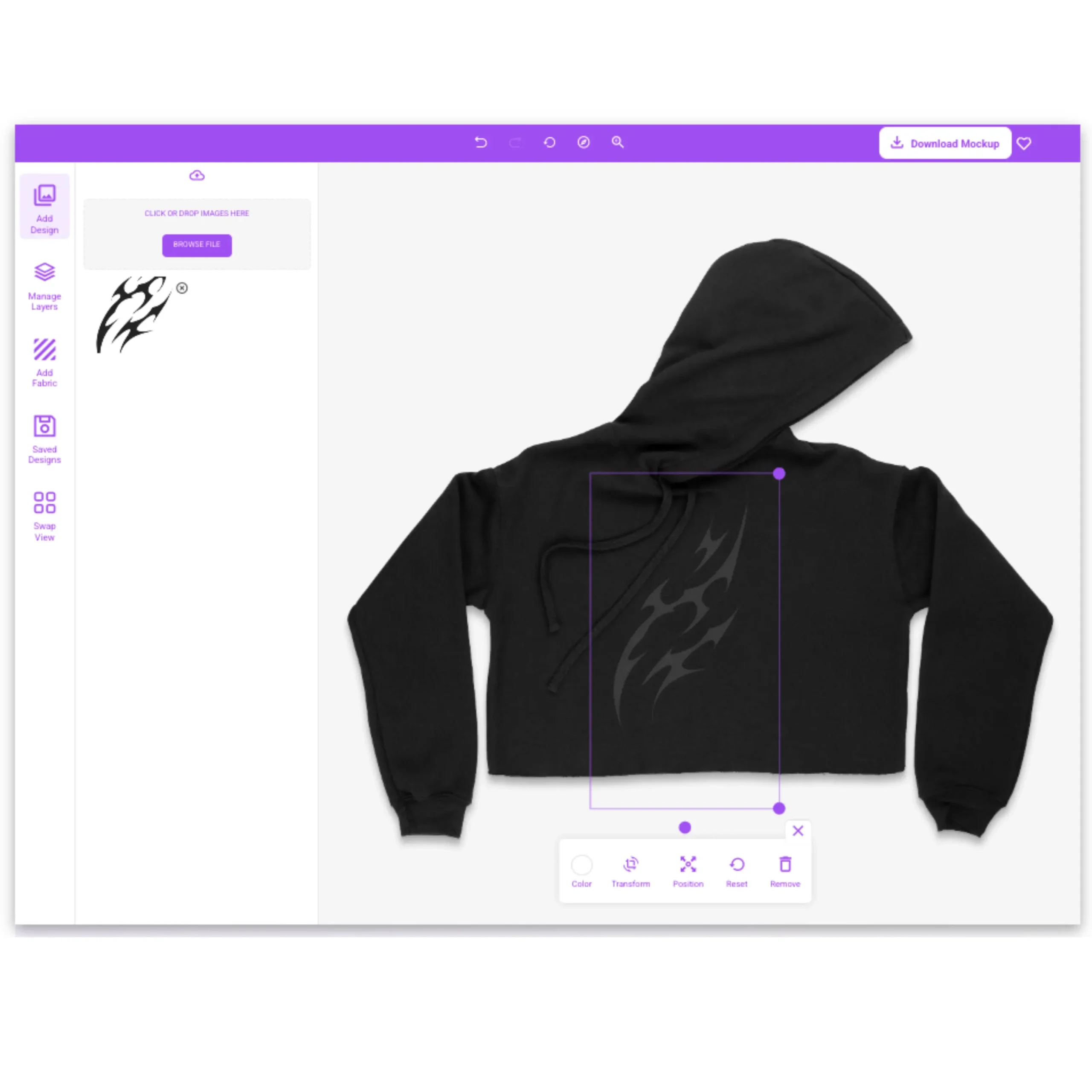 upload hoodie mockup in editor