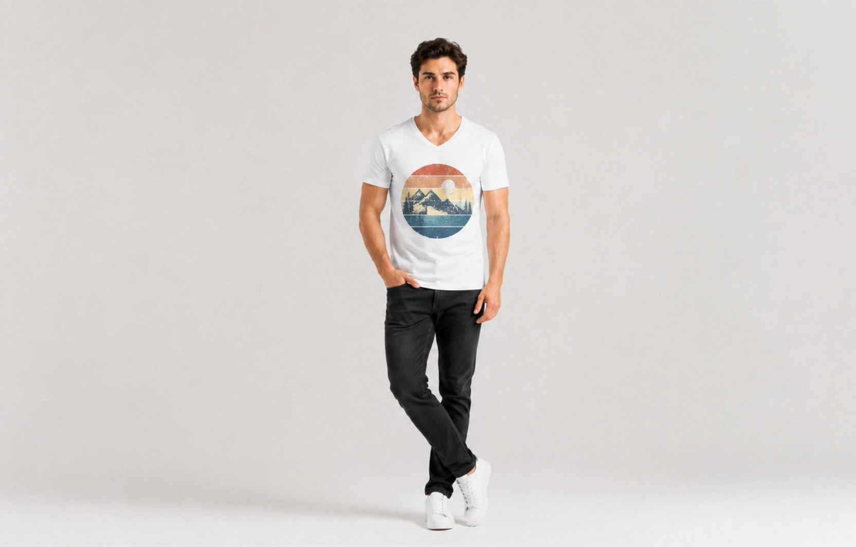 Vintage Print V-Neck T-Shirt Design Ideas