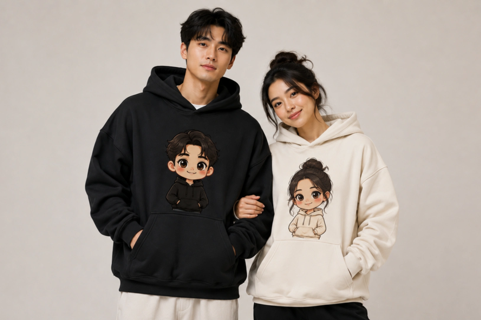 Chibi Couple Portrait Hoodie Design Ideas