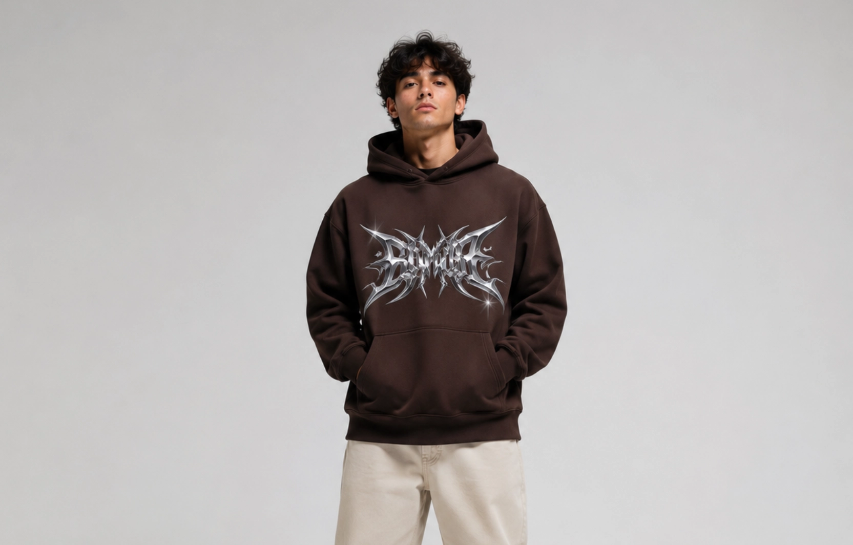 Chrome Typography Hoodie Design Ideas