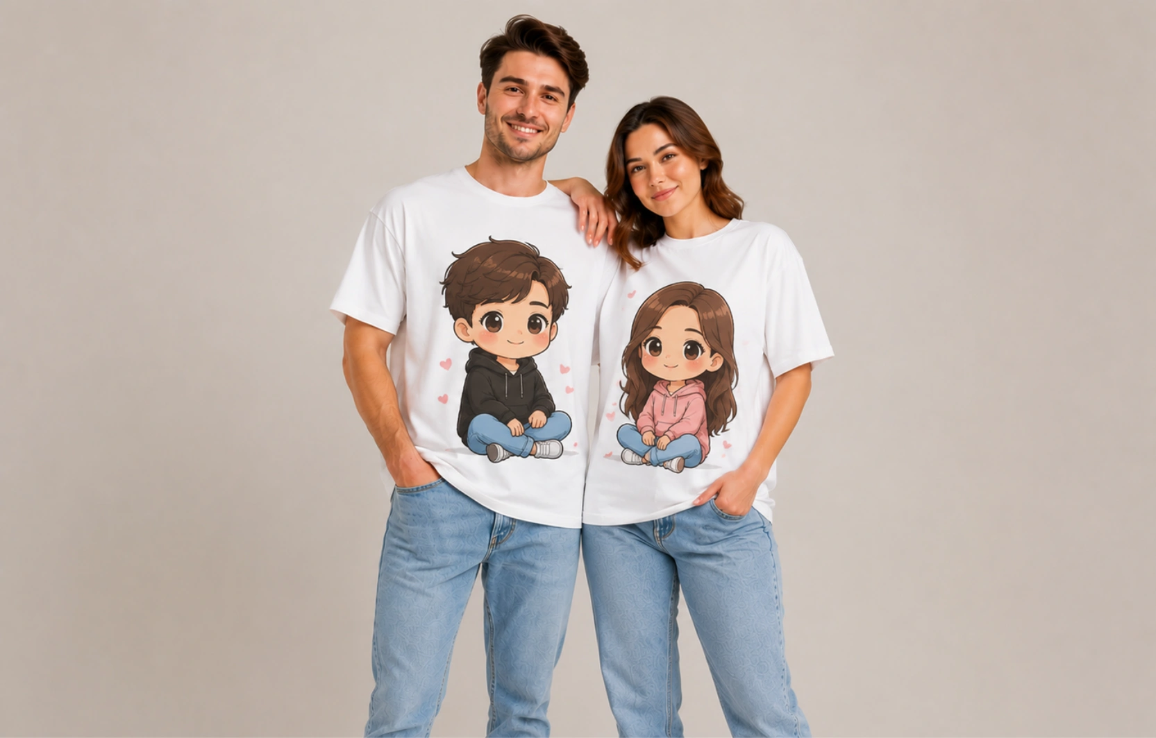 Custom Cartoon and Avatar Couple T-Shirts