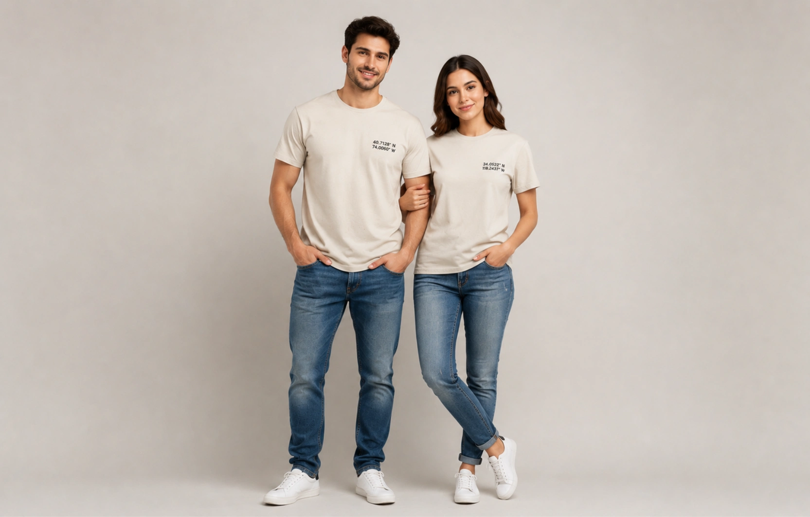 Minimalist Embroidered Couple T-Shirts