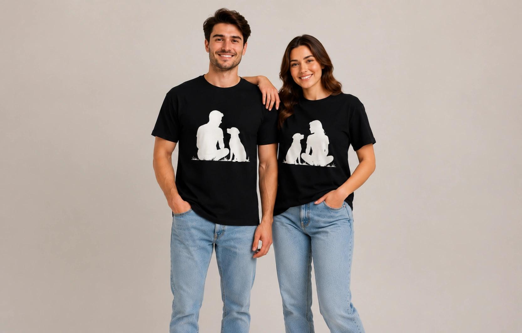 Pet-Themed Couple T-Shirts