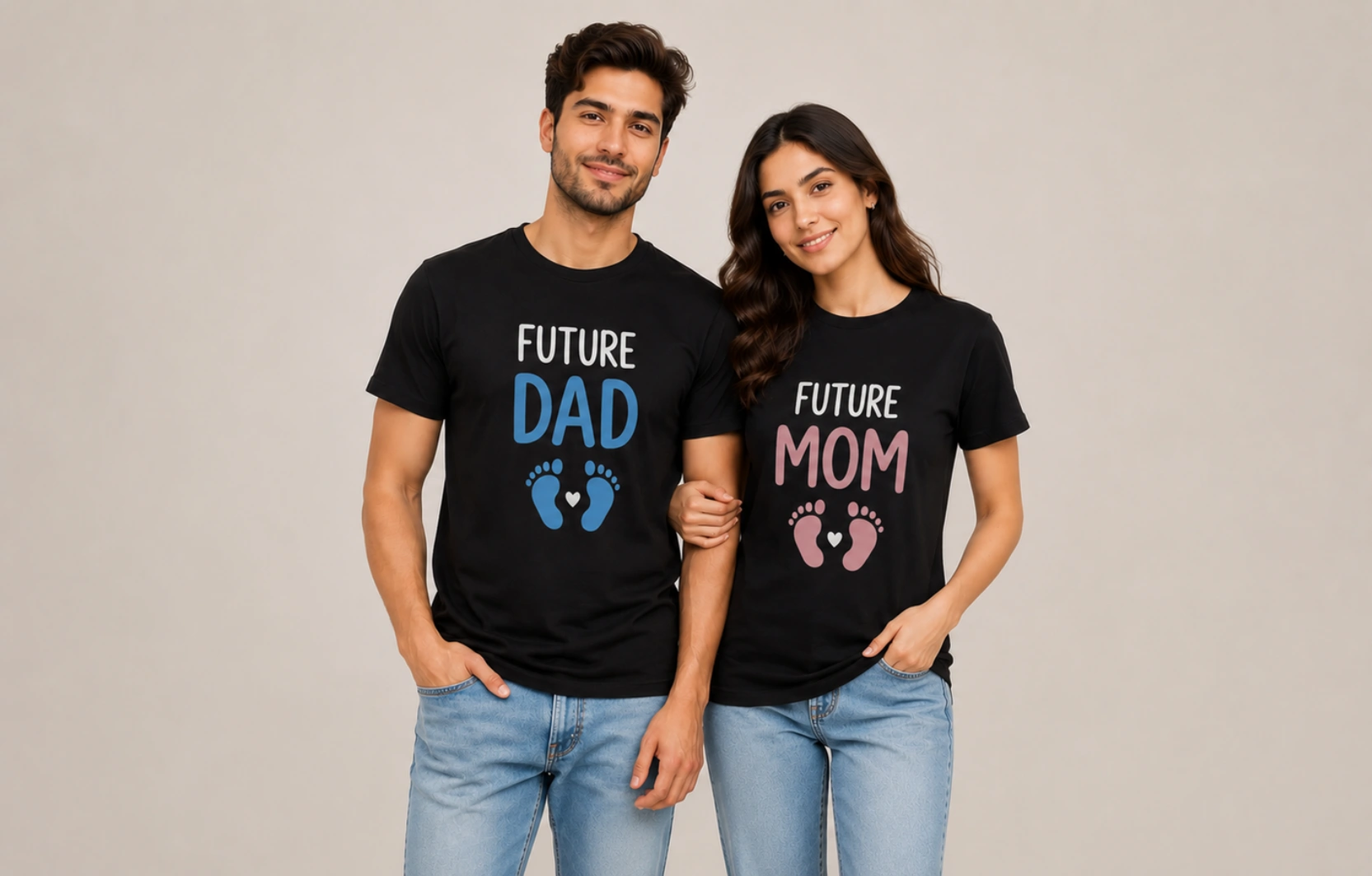 Pregnancy Reveal Couple T-Shirts