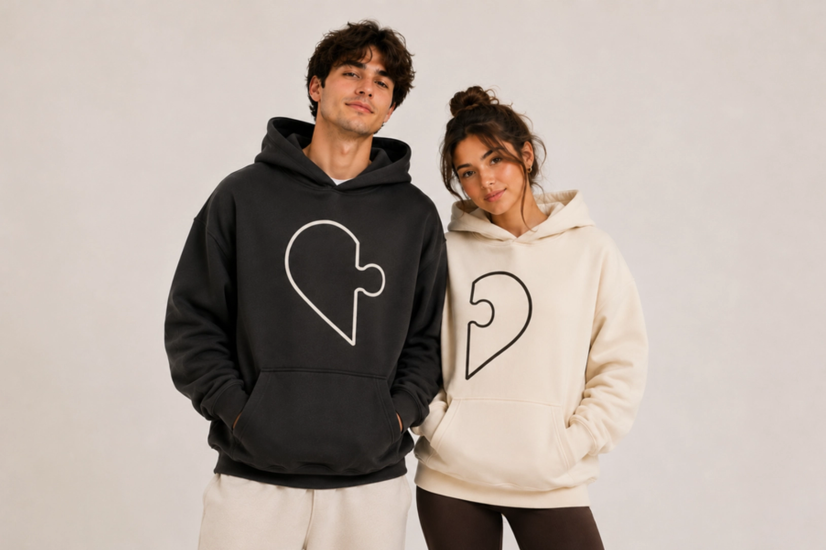 Puzzle Piece Couple Hoodies