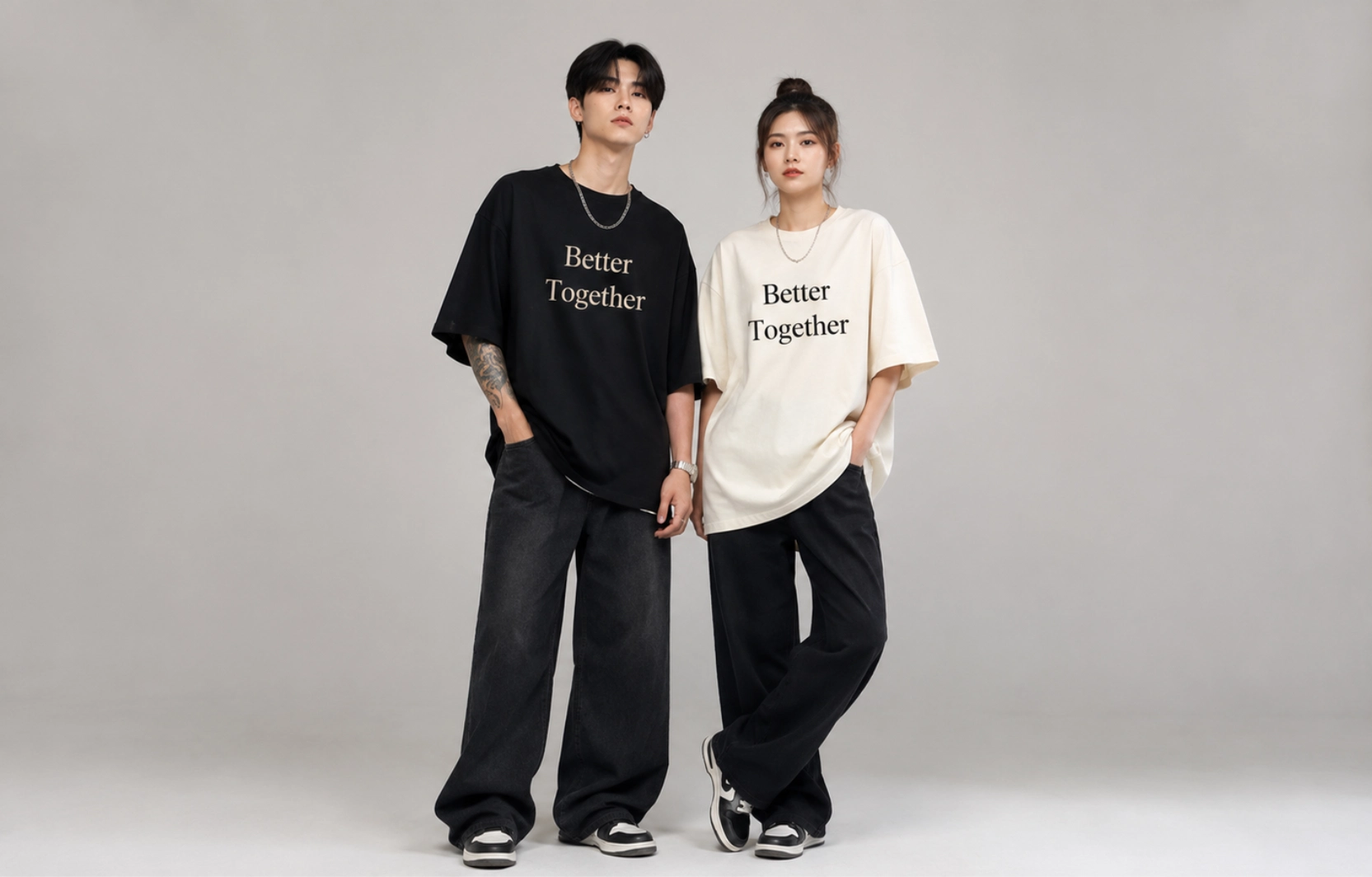 Typography and Quote-Based Couple T-Shirts
