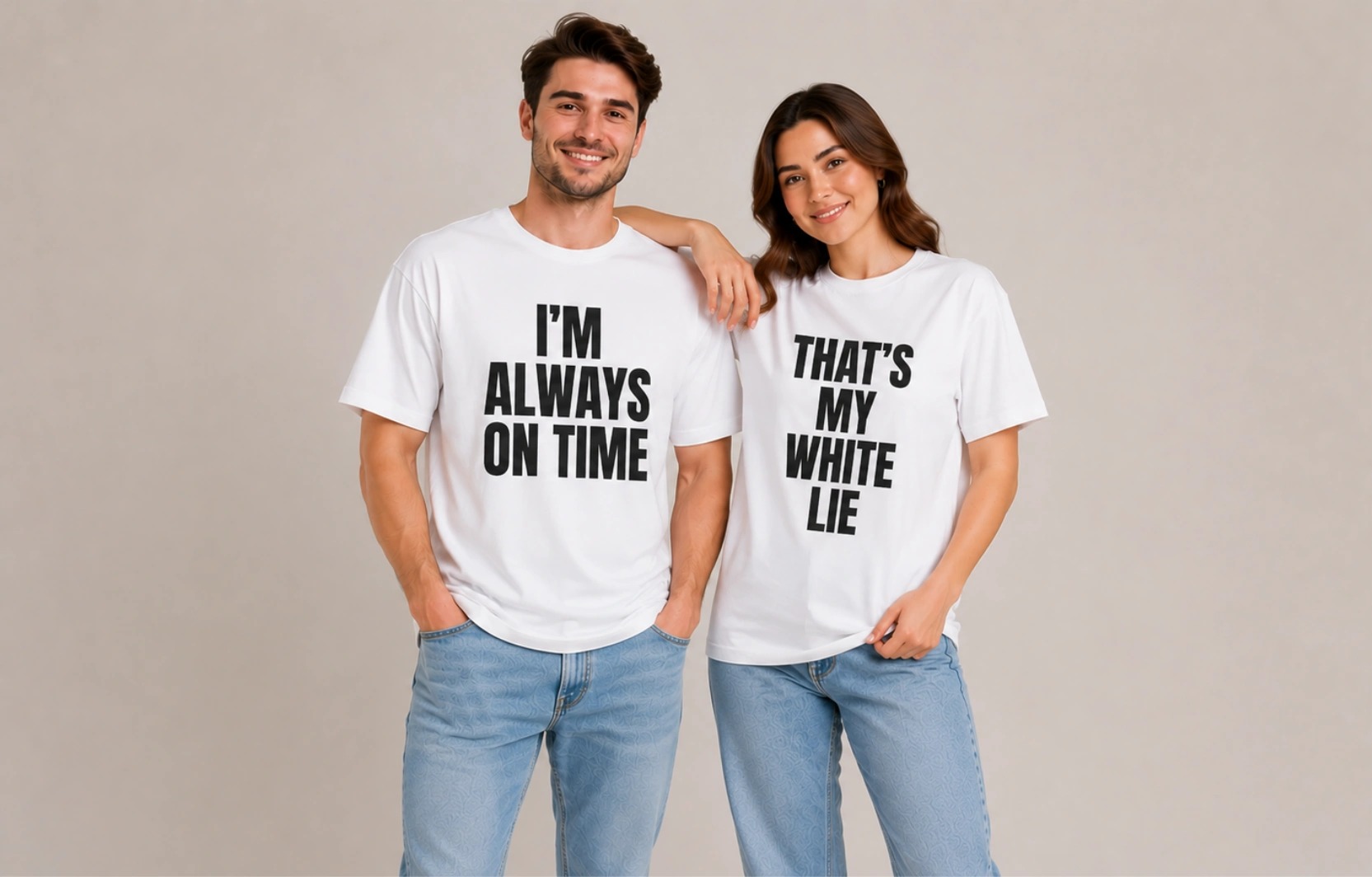 White Lie Party Couple T-Shirts