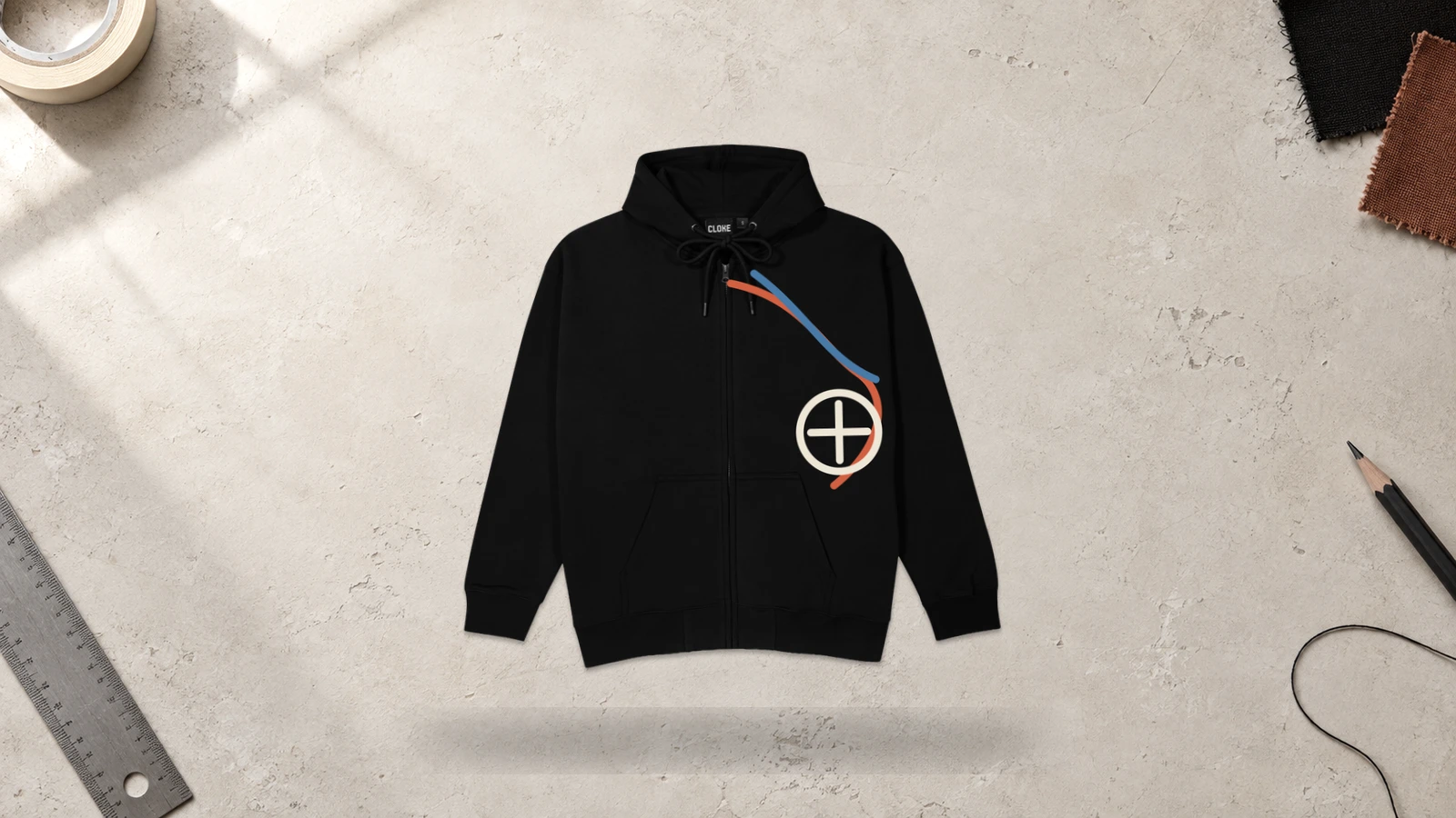 Asymmetric Zipper Graphic Zip Up