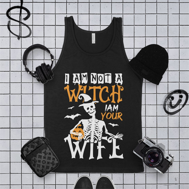 witch wife skeleton design tshirt with funny message.