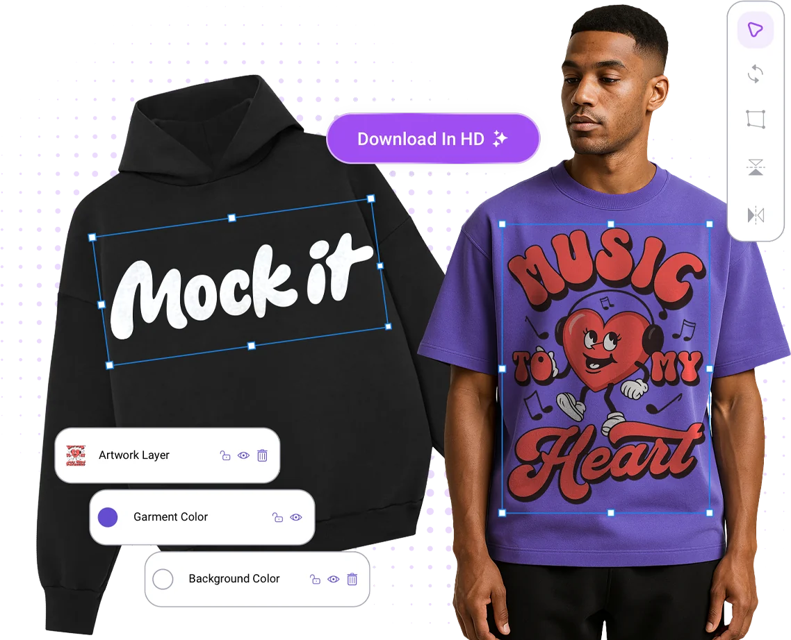 Young man wearing purple t-shirt with heart graphic saying 'MUSIC TO MY HEART'.