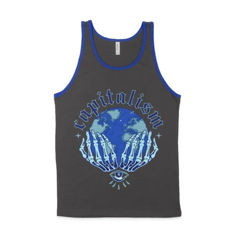 grey tanktop with Blue stripe