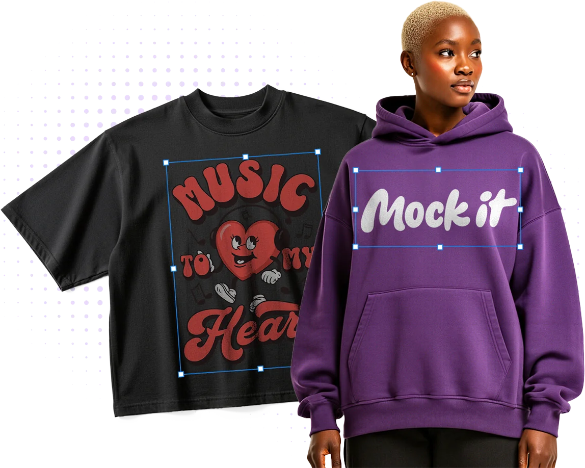 Person wearing purple hoodie with music-themed graphic design.